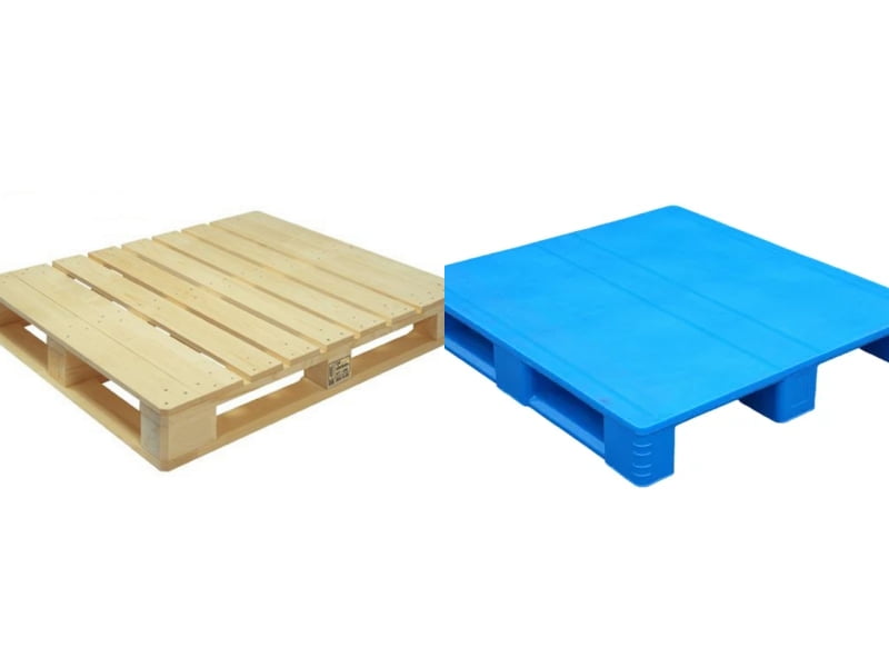 wood pallet and plastic pallet