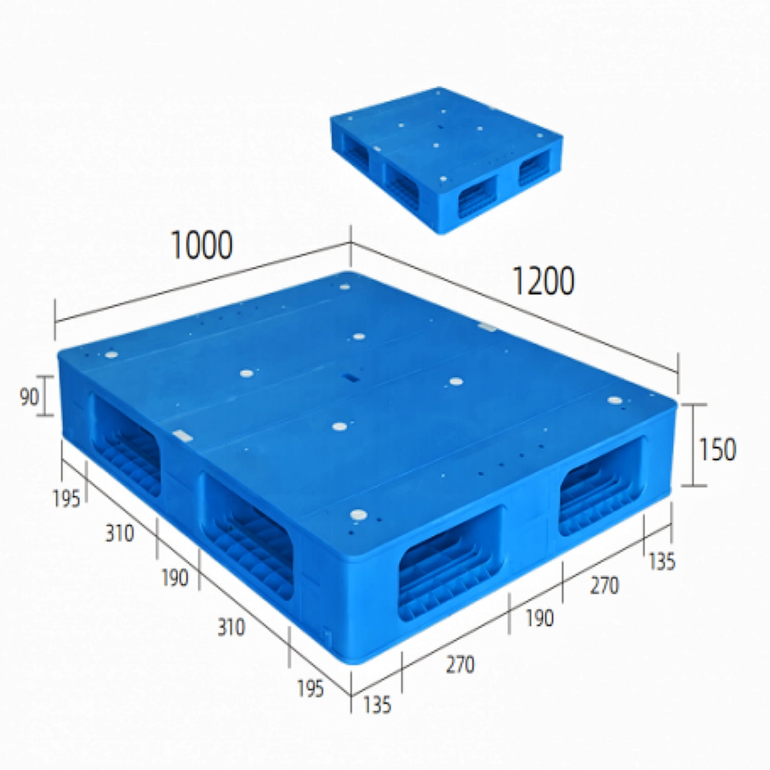 1200 × 1000 Hygienic Plastic Pallet – Reversible | H1210PSS