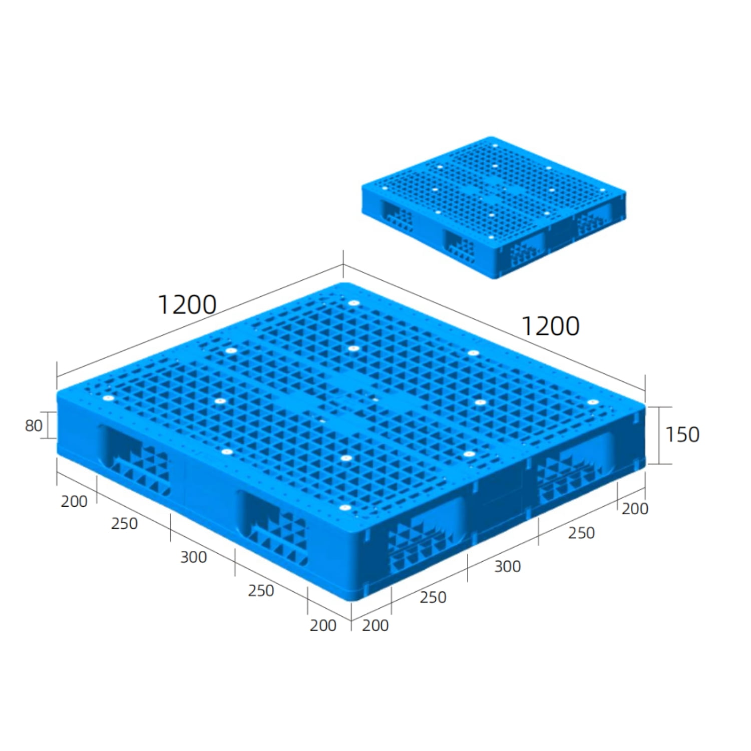 1200 × 1200 Medium Duty Reversible Pallets – Grid Deck | Y1212PSS