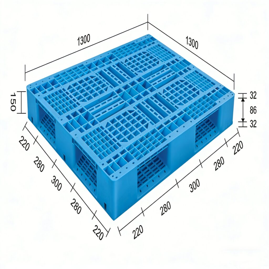 1300 × 1300 mm Stackable Pallet – 6-Runner – Vented Deck | Y1313WTA