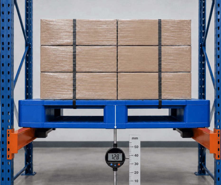 plastic pallet deflection check under rack load