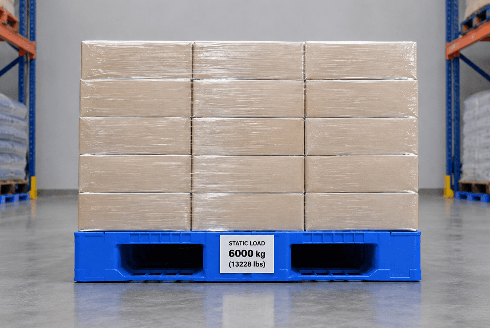 static load test for plastic pallet floor storage