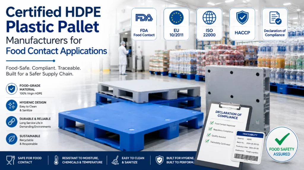 which hdpe plastic pallet manufacturers are certified for food contact applications